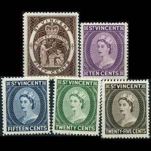 ST.VINCENT 1963 - Scott# 209a-13a Queen P12.5 Set of 5 NH