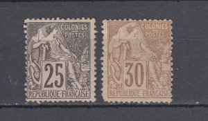 J45919 JL stamps, 2 1881-6 french colonies mng #54-5 commerce