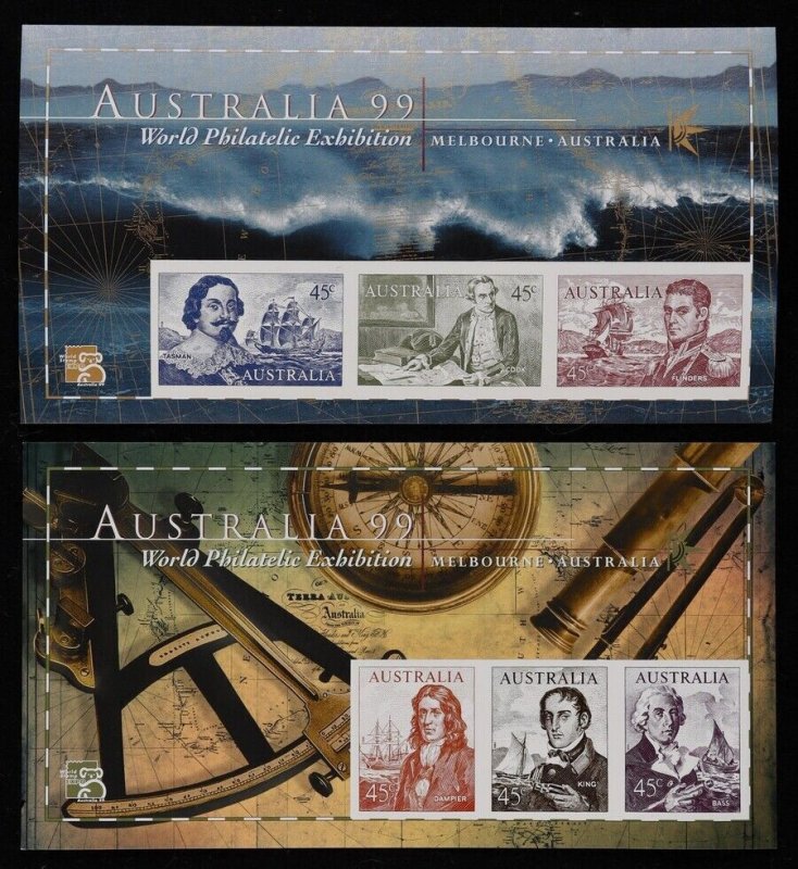 AUSTRALIA 1999 A99 Navigators M/sheet, imperf & Ship sheetlet MNH** SG 1727(var)