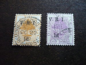 Stamps - Orange Free State - Scott# 44j,45i -Used Part Set of 2 Stamps