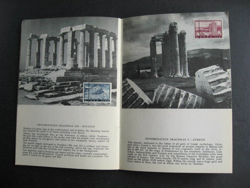 Greece tourist book Olympic Airways with obliterated Sc 691-707 on the pages