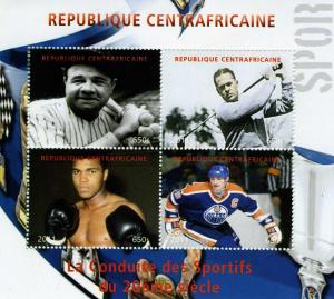 Central African Republic 2011 20Th. Century Sportsman Sheet Perforated mnh.vf