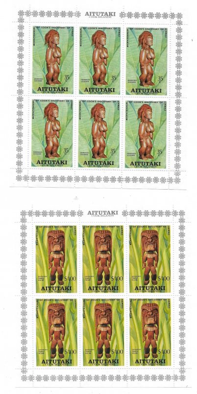 Aitutaki 1978 Captain Cook's arrival in Hawaii Sc 160-162 MNH C5 2 scans 3 sheet