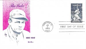 1983 FDC, #2046, 20c Babe Ruth, Tudor House D-1161