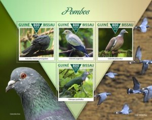 Guinea-Bissau - 2019 Pigeons and Doves - 4 Stamp Sheet - GB190905a