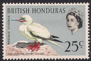 British Honduras 1962 QE2 25ct Red footed booby MM SG 209 ( H1369 )