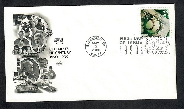 3191a Celebrate the Century New Baseball Records Unaddressed ArtCraft FDC