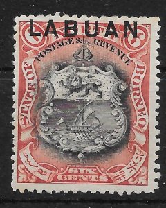 LABUAN SG93 1897-1901 6c BLACK & BROWN-LAKE MTD MINT