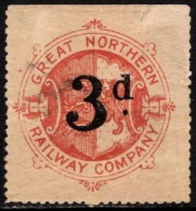 1891 Great Britain Revenue 3 Pence Great Northern Railway Company Letter Stamp