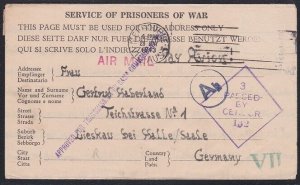 AUSTRALIA 1943 POW lettersheet Murchison Camp Melbourne to Germany.........A8367