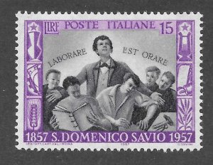 Italy Scott 731 MNHOG - 1957 Death of St Domenico Savio Centenary