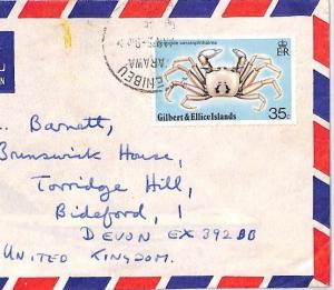 Gilbert & Ellice Islands CRAB ISSUE 35c Top Value Airmail Cover PTS 1975 BQ172