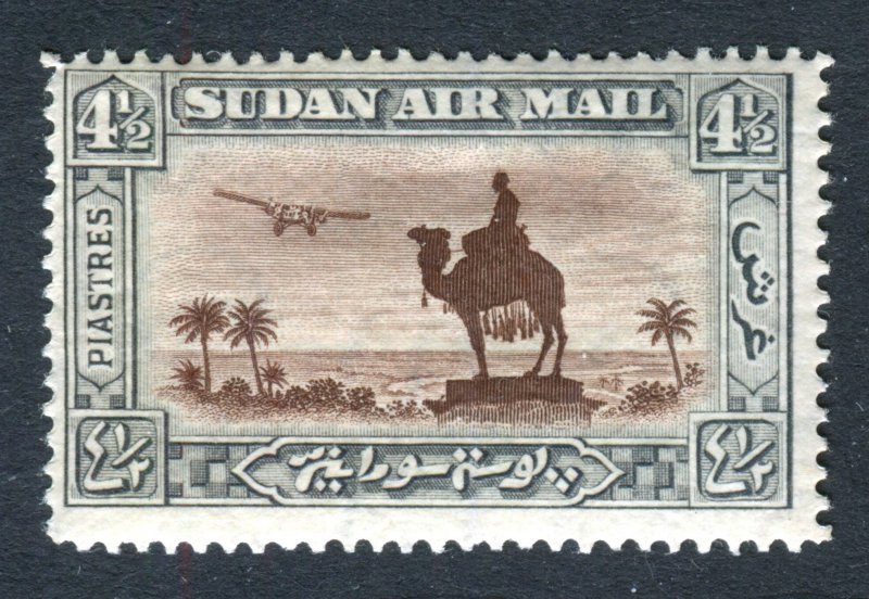Sudan 1931. Airmail. 4 1/2p red brown & grey. Mint hinged. SG56.