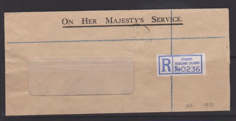 Falkland Islands 1983? Official Registered Cover