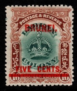 BRUNEI SG16 1906 5c on 16c GREEN & BROWN MTD MINT