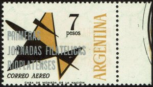 Argentina #C96  MNH - Stamp Show Overprint on Airplane (1965)