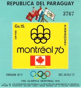 Paraguay 1975 Montreal Olympic S/S MNH  Sc# C406