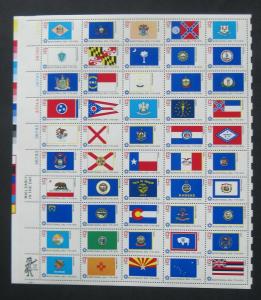 US SCOTT #1633-1682 1682a (UL) 1976 13¢ 50 STATE FLAGS SHEET OF 50 MNH