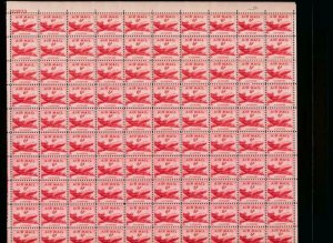 UNITED STATES (US) C39 AIRMAIL 6c DC-4 MINT NH SHEET OF 100