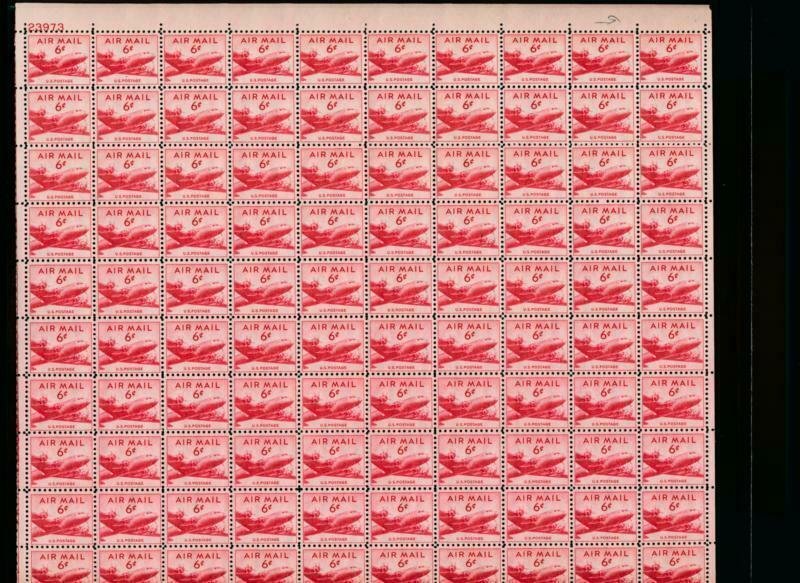 UNITED STATES (US) C39 AIRMAIL 6c DC-4 MINT NH SHEET OF 100