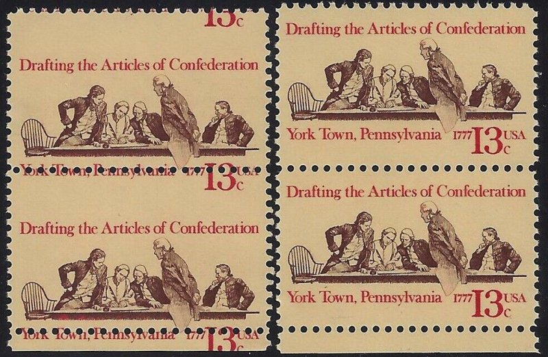 1726 - 13c Huge Misperf Error / EFO Bottom Pair Continental Congress Mint NH