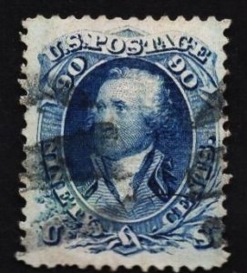 US Stamp #101 90c Blue Washington F Grill USED SCV $2250