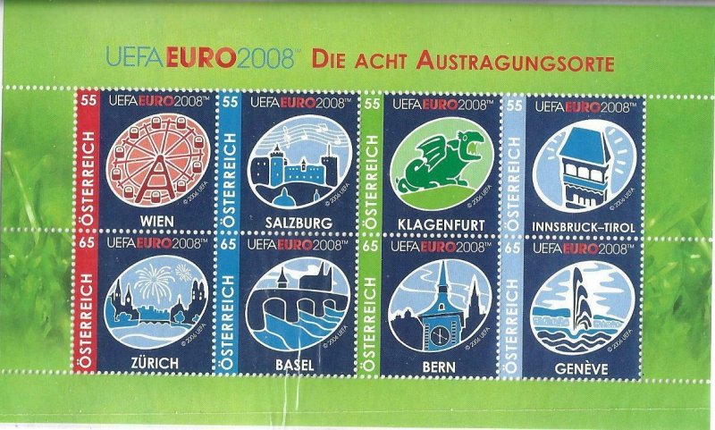 2008    AUSTRIA  -  SG. MS 2901  -  EURO FOOTBALL CHAMPIONSHIPS  -  MNH