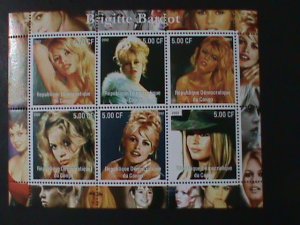 CONGO-2002 FAMOUS SEXY MOVIE STAR-BRIGITTE BARDOT MNH SHEET-VERY FINE