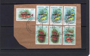St.Kitts 1985 Fragment of a Cover with differents Stamps Official Fine Used