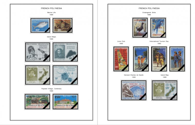 COLOR PRINTED FRENCH POLYNESIA 1892-2010 STAMP ALBUM PAGES (195 illustr. pages)