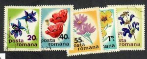 Romania; Scott 2575-2579; 1975; Precanceled; NH; Flowers