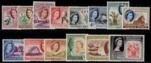 SOUTHERN RHODESIA QEII SG78-91, 1953 complete set, LH MINT. Cat £100.