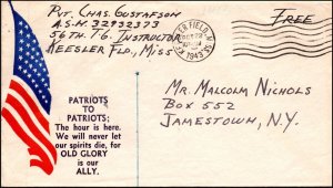 22 Oct 1943 WWII Patriotic Cover Patriots To Patriots Showing Flag Sherman 6119