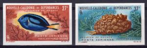 New Caledonia 1964 Sc#C36/C37 MARINE LIFE FISH SET (2) IMPERFORATED  MNH