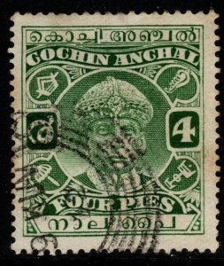 INDIA-COCHIN SG55 1933 4p GREEN USED