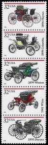 PCBstamps   US #3019/3023a V Strip $1.60(5x32c)Antique Automobiles, MNH, (7)