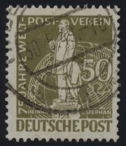 GERMANY-BERLIN 1949 SC #9N38 50 PFENNIGS BROWN-OLIVE VON STEPHAN USED CAT $32.50