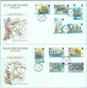 84372 - FALKLAND - Postal History - set of 15 stamps on 3 FDC COVER 1989 - SHIPS