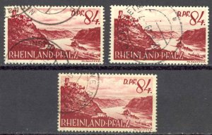 Germany Rhine Palatinate Sc# 6N28 Used lot/3 1948 84pf Castles on Rhine