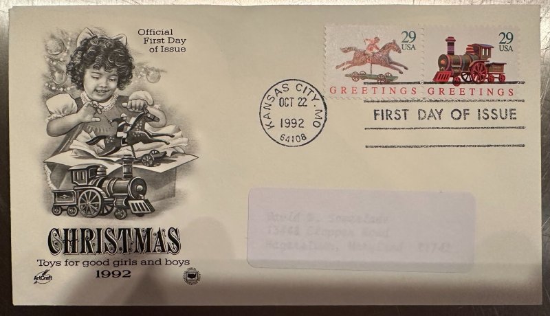 4 FDC's Christmas  1992-93 Art Craft