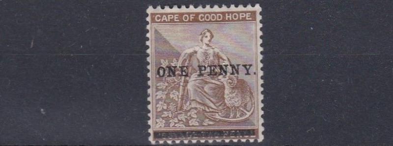 CAPE OF GOOD HOPE  1893      S G 57     1D  ON 2D   PALE BISTRE    MH