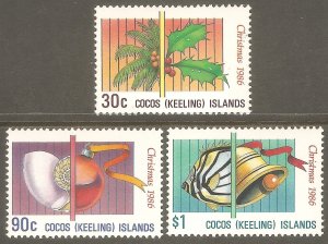 COCOS KEELING ISLANDS Sc# 155 - 157 MNH FVF Set3 Christmas 1986