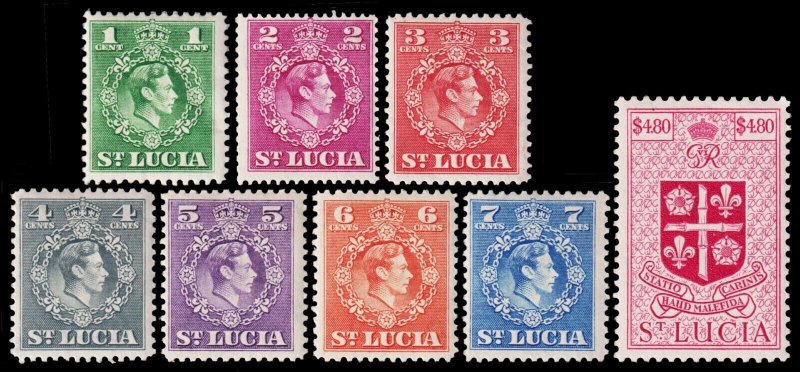 St. Lucia Scott 135-141, 148 (1949) Mint LH VF, CV $22.65 M
