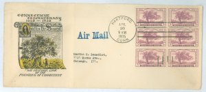 New Zealand 772 1935 3c Connecticut Tercentenary, Block Of 6 On An Oversized Addressed, Typed, FD Cover With A Cachet By  An Unk