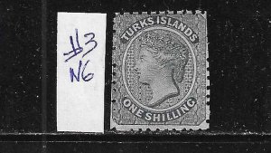 TURKS & CAICOS IS. SCOTT #3 1867 1/  (SLATE BLUE)- UNWMK- MINT NO GUM