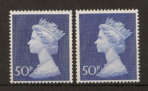 GB 1970 50p Machin Uncoated Paper SG830ea MNH Cat£60