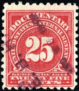 R202 25¢ Documentary Stamp (1914) Used