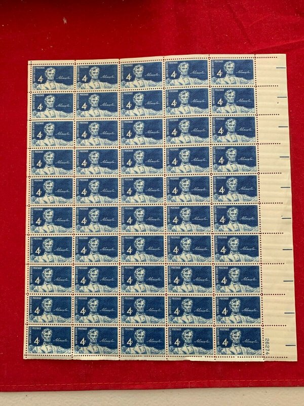 us Sheet of MNH 1958 Lincoln Sesquicentennial Scott# 1116