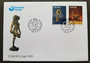 Faroe Islands EUROPA CEPT Contemporary Art 1993 Sculpture Culture (stamp FDC)