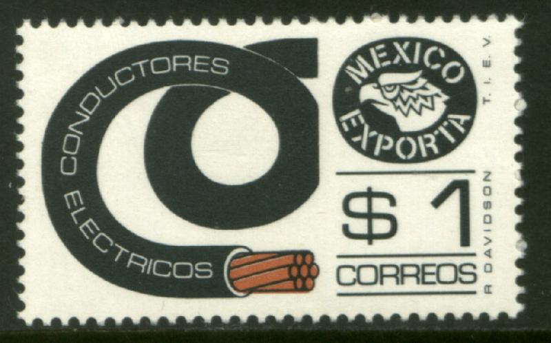 MEXICO Exporta 1116 $1P Electr Conductors 36mm Paper 7 MINT, NH. VF.